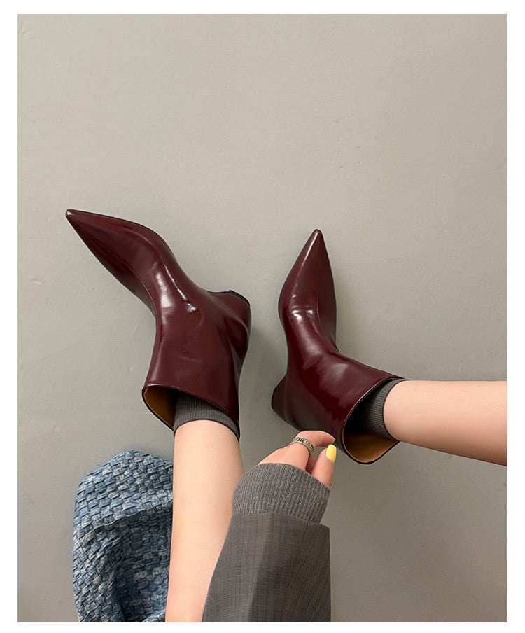 Karin Luna Elegant Pointed Toe Hidden Wedge Short Boots