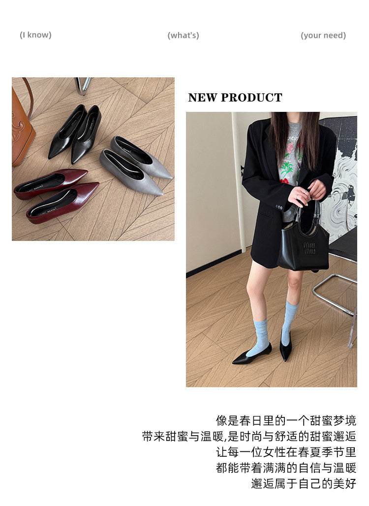 Karin Luna In Stock Spot Goods Classic three-color pointed toe metal heel shoes