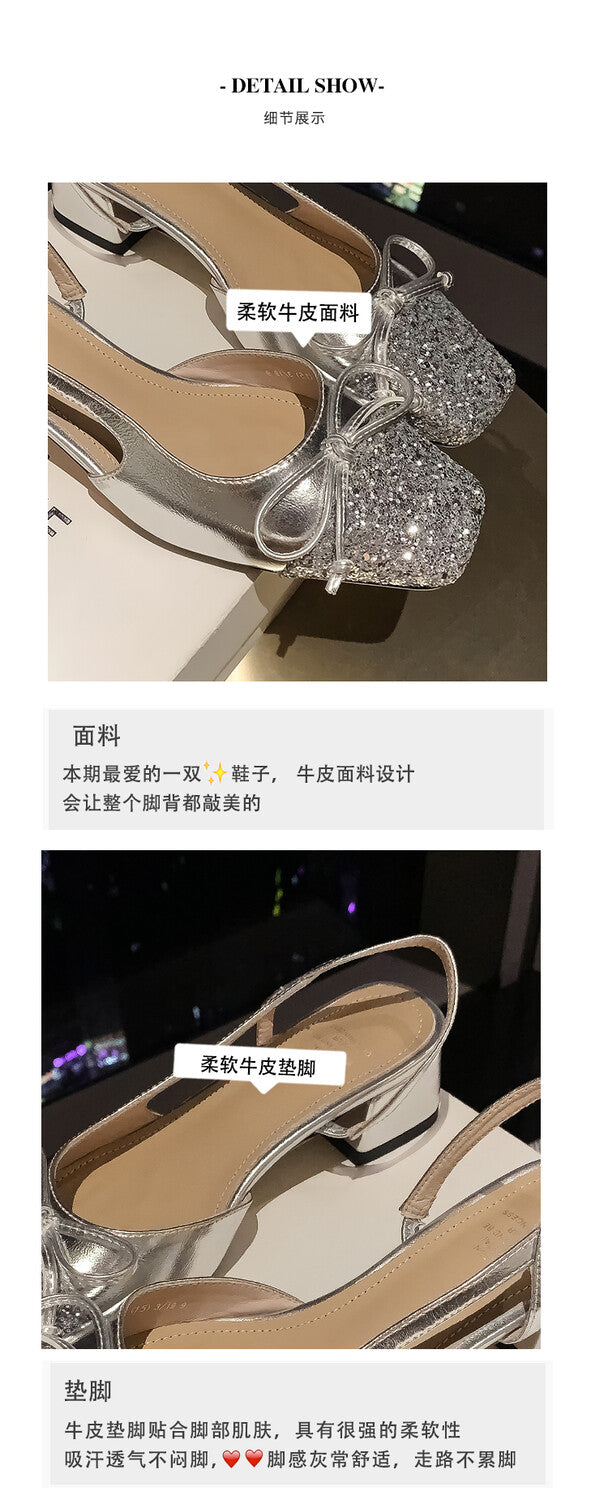 Karin Luna In Stock Spot Goods  Square Head Butterfly Knot Square Toe Unique Gretel Sandals
