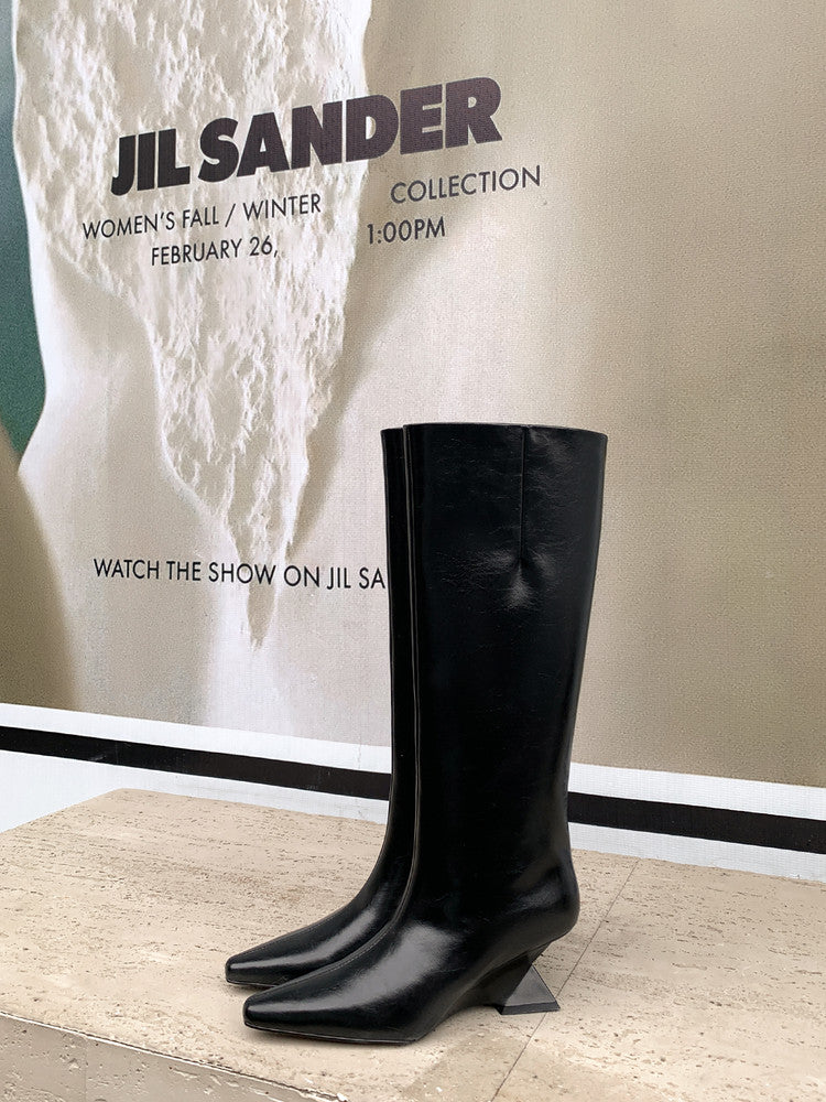 Karin Luna European and American Style Unisex Square-Toed Long Boots