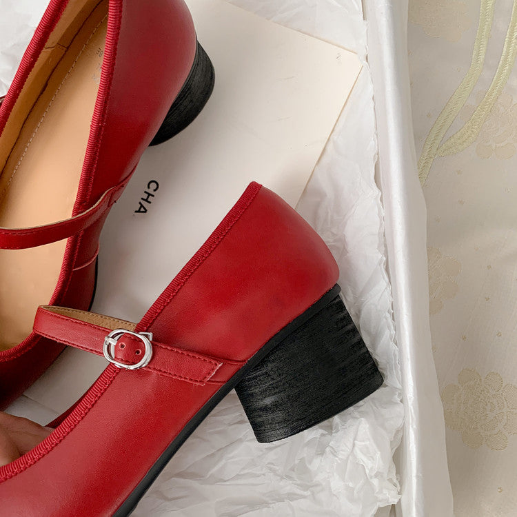 Karin Luna In Stock Spot Goods  Vintage Three-Dimensional Camellia Square-Toed Mary Jane Shoes