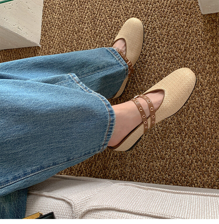 Karin Luna  Closed-Toe Woven Style Height-Increasing Slippers