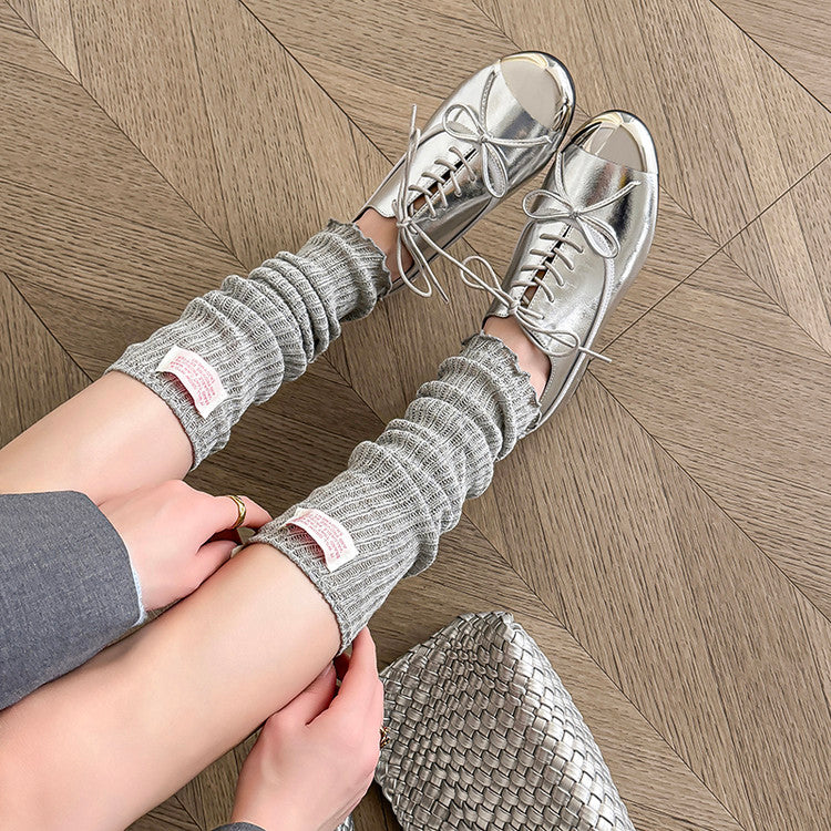 Karin Luna In Stock Spot Goods  Casual Lace-Up Metal Toe Bow Deep Mouth Single Shoes