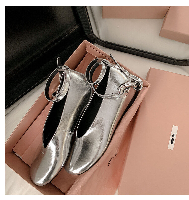 Karin Luna In Stock Large Stock Main Promotion  Two-Way Wear Height-Increasing Retro Gold Buckle Mary Jane Shoes