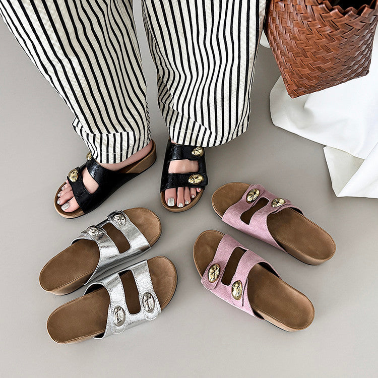 Karin Luna   Casual Style   Thick Sole Belt Buckle Slide Sandals