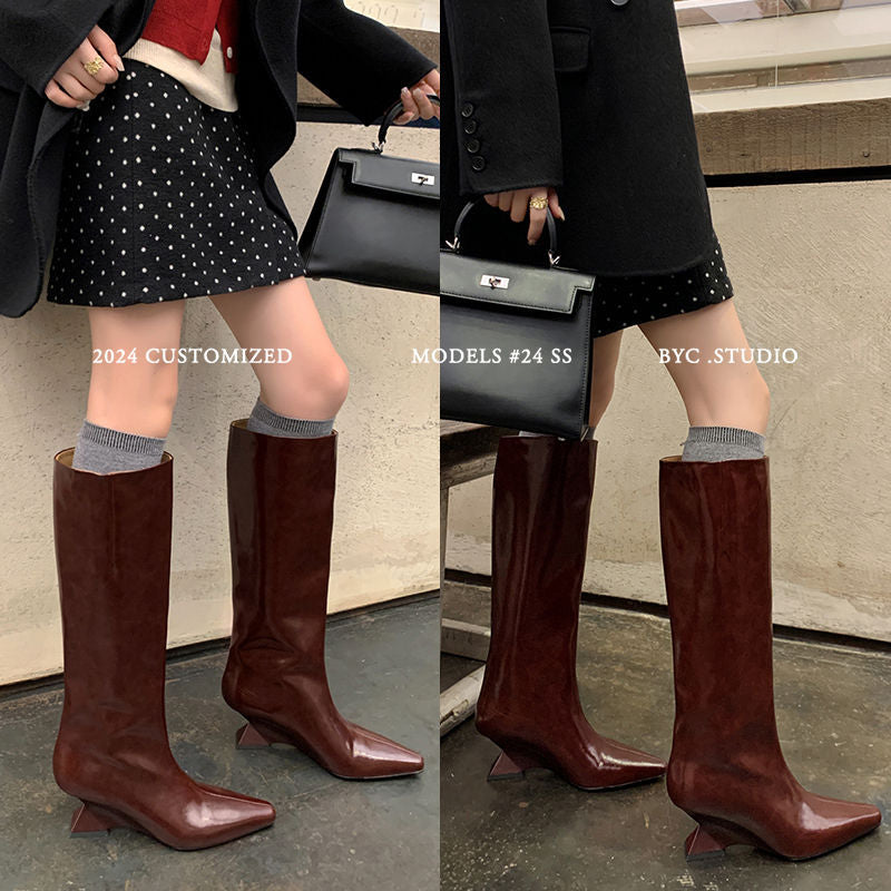 Karin Luna European and American Style Unisex Square-Toed Long Boots