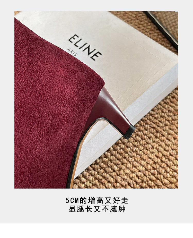 Karin Luna Elegant Style Small Square Toe Belt Buckle Thin Heel Short Boots