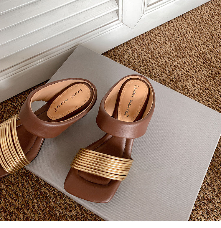 Karin Luna In Stock In Stock Minimalist Style Square-Toed Elegant Slippers