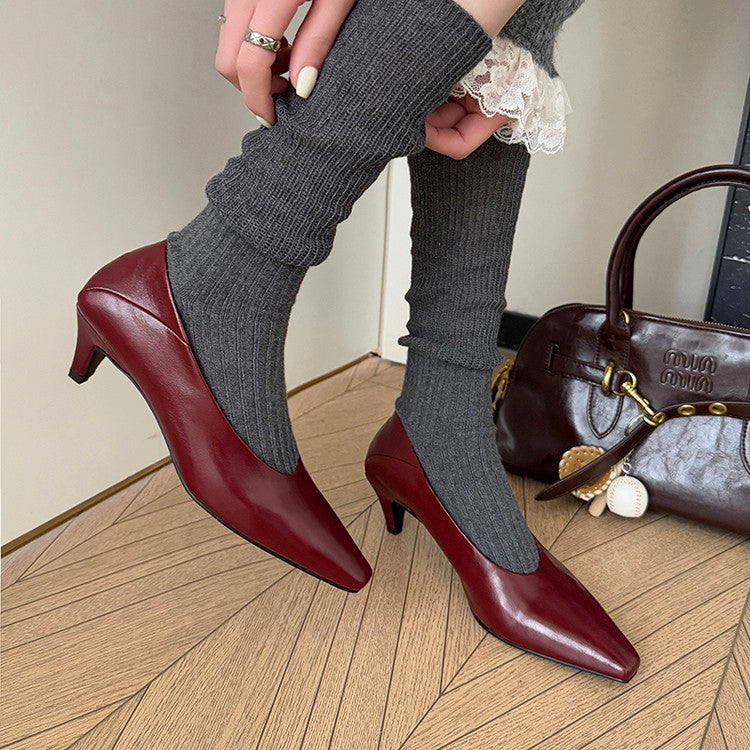 Karin Luna In Stock In Stock ~Basic Versatile French Style Small Square Toe Shallow Mouth Single Shoes