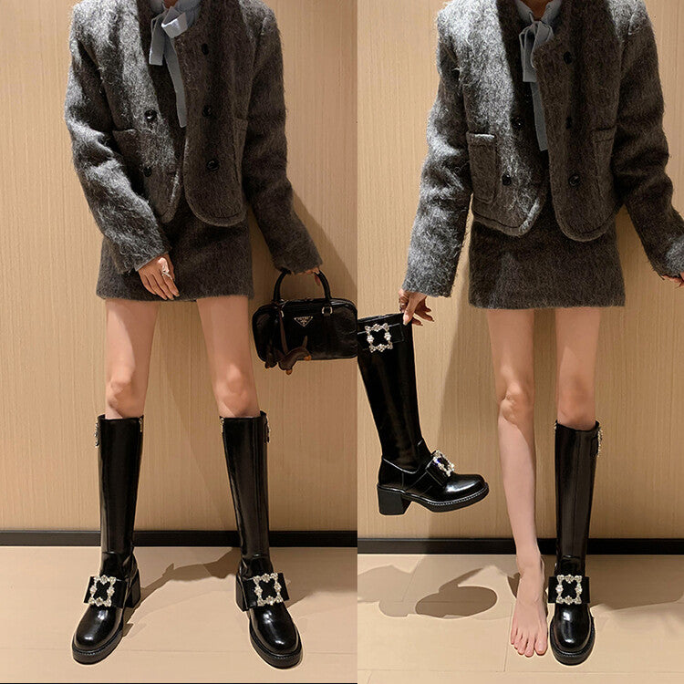 Karin Luna has prepared stock  Custom Large Square Buckle Bowknot Fastener Elegant Long Boots