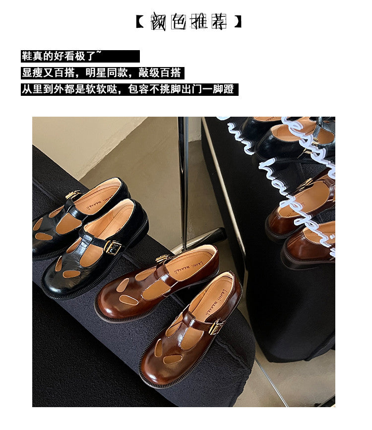 Karin Luna In Stock Spot Goods Minimalist Retro British Style Irregular Hollow Single Shoes