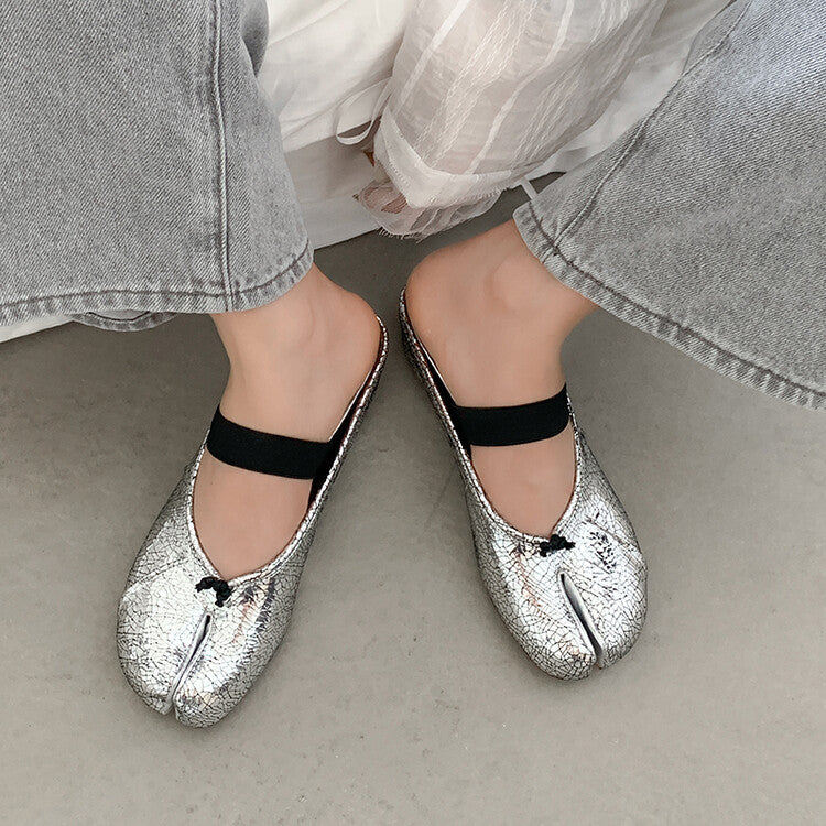 Karin Luna Classic Split-Toe Shoes  Explosive Pattern One-Strap Mary Jane Height-Increasing Full Leather Closed-Toe Slippers