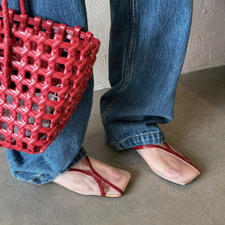 Karin Luna In Stock Spot Goods  Square Toe Mesh Sandals