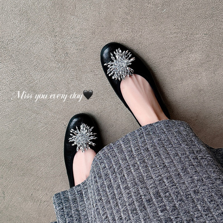 Karin Luna Full Leather Inside and Out~Gorgeous Fireworks Flat Granny Shoes