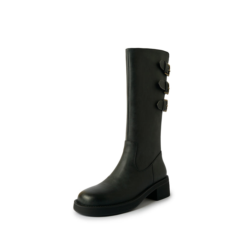 Karin Luna In Stock In Stock Thigh Circumference Belt Buckle Thick Sole Rider Boots