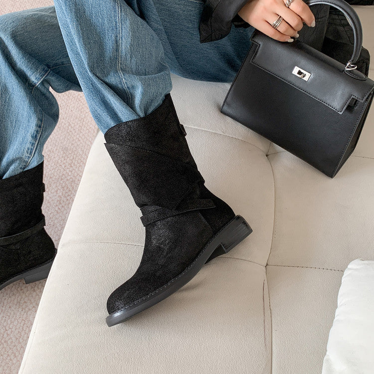 Karin Luna In Stock Spot Goods  Super textured Lazy Style Thick-Soled Ankle Boots