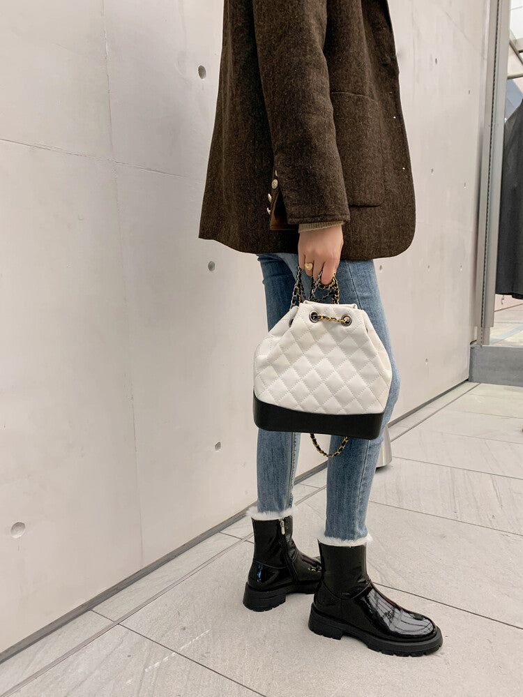 Karin Luna In Stock  Best-selling in stock Thickened Fleece Cow Patent Leather Hot-Selling Flat Short Boots