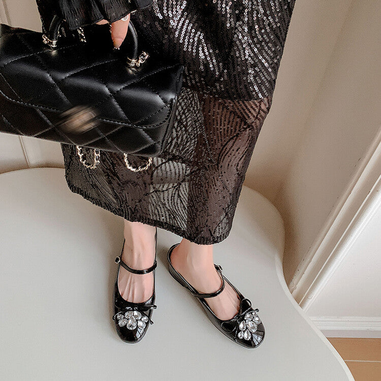 Karin Luna In Stock In Stock  Rhinestone One-Strap Round-Toe Slip-On Height-Increasing Soft Slippers