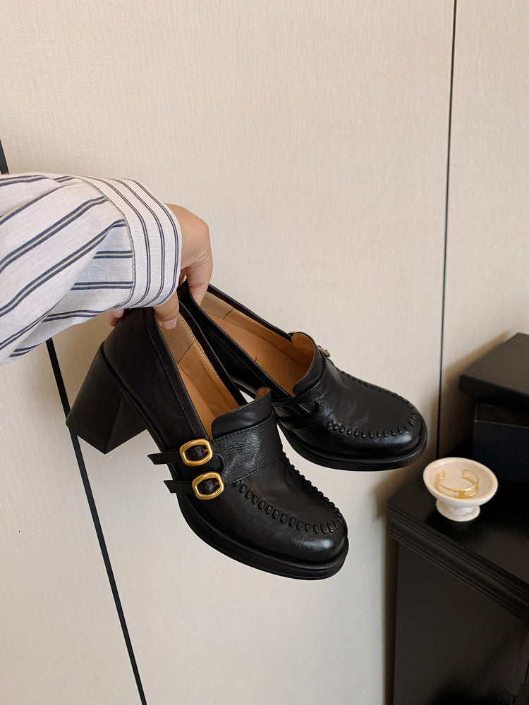 Karin Luna Bestseller Hot-Selling Derivative Edition Self-contained Strap Buckle Casual Loafers