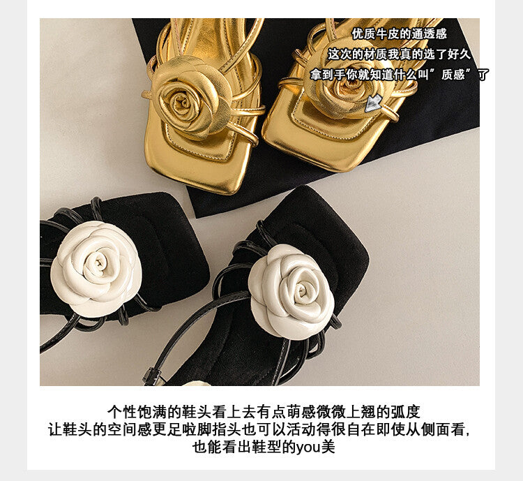 Karin Luna Exquisite Camellia ~French Retro Open-Toe Sandals