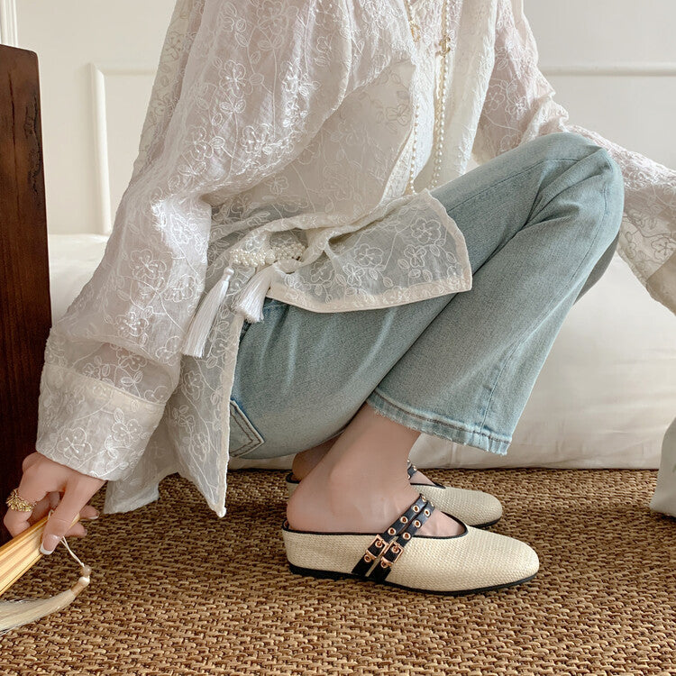 Karin Luna  Closed-Toe Woven Style Height-Increasing Slippers