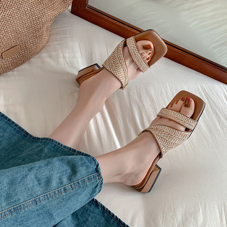 Karin Luna In Stock Spot Goods Resort Style Woven Flat Sandals
