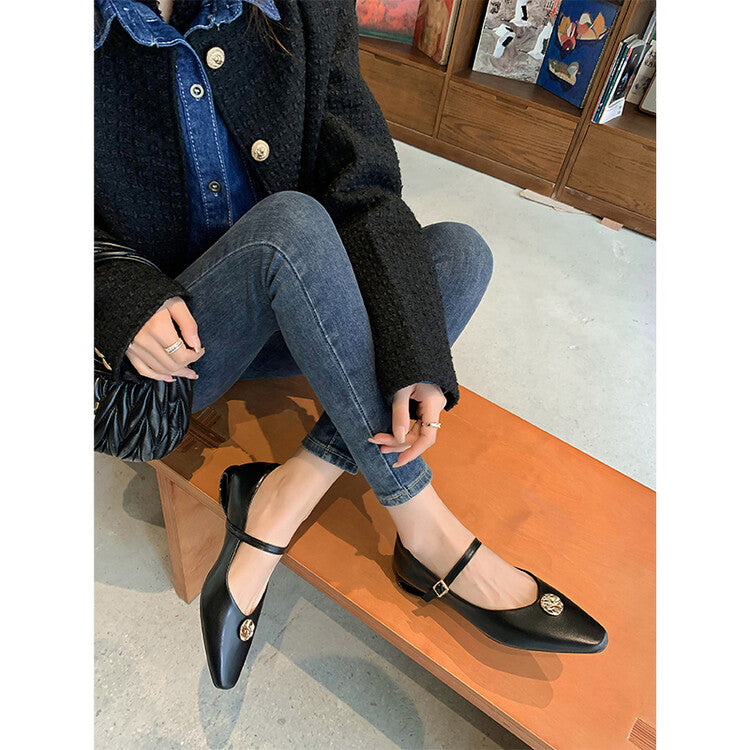 Karin Luna Camellia Story~In stock  Full Leather Shallow Mouth Single Shoes