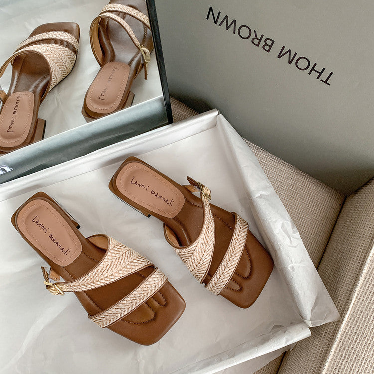 Karin Luna In Stock Spot Goods Resort Style Woven Flat Sandals