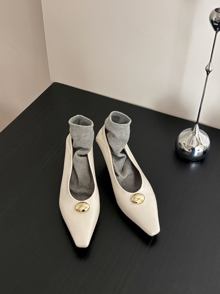 Karin Luna In Stock In Stock ~Basic Versatile French Style Small Square Toe Shallow Mouth Single Shoes