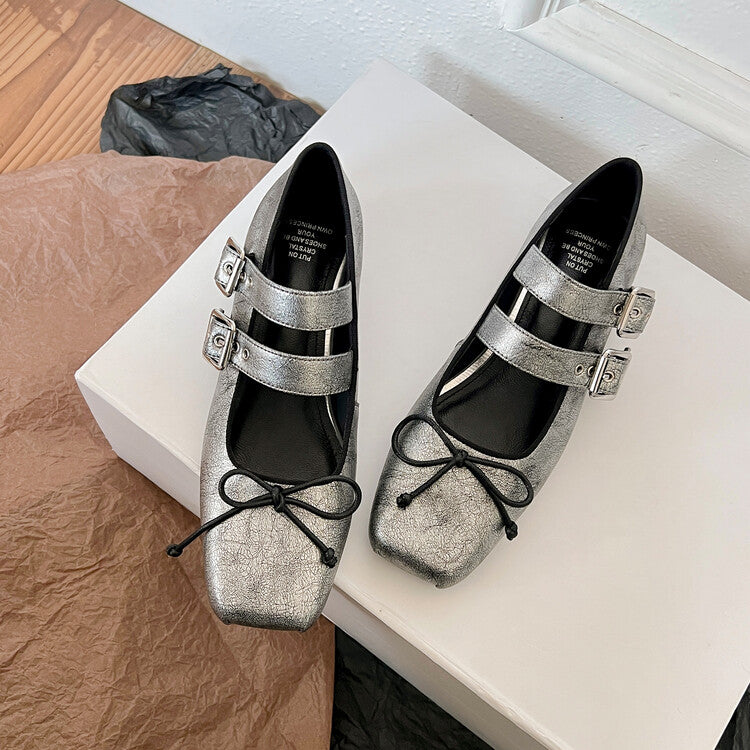Karin Luna Future Sense silver~Spot Goods Spot Goods Hot-selling Bowknot Retro Belt Buckle Ballet Mary Jane Shoes