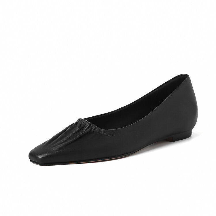 Karin Luna fell in love at first sight~ Spot Goods  Spot Goods Vintage Wrinkled Hollow Soft Sheepskin Elegant Versatile Single Shoes