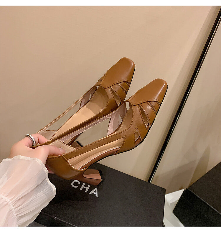 Karin Luna Hot-Selling Retro Big Item Big Goods Available for sale all seasons French-style Hollow Out Single Shoes Full leather inside and out