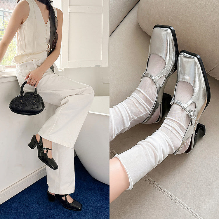 Karin Luna In Stock In Stock  Unique European and American Style Square-Toed Chunky Heel Closed-Toe Sandals