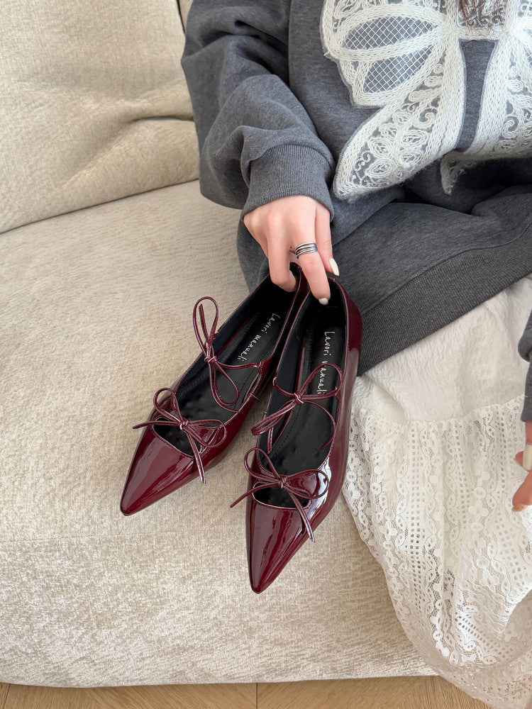 Karin Luna In Stock Spot Goods  Hot-selling Element Bowknot Square Toe Pointed Toe Single Shoes