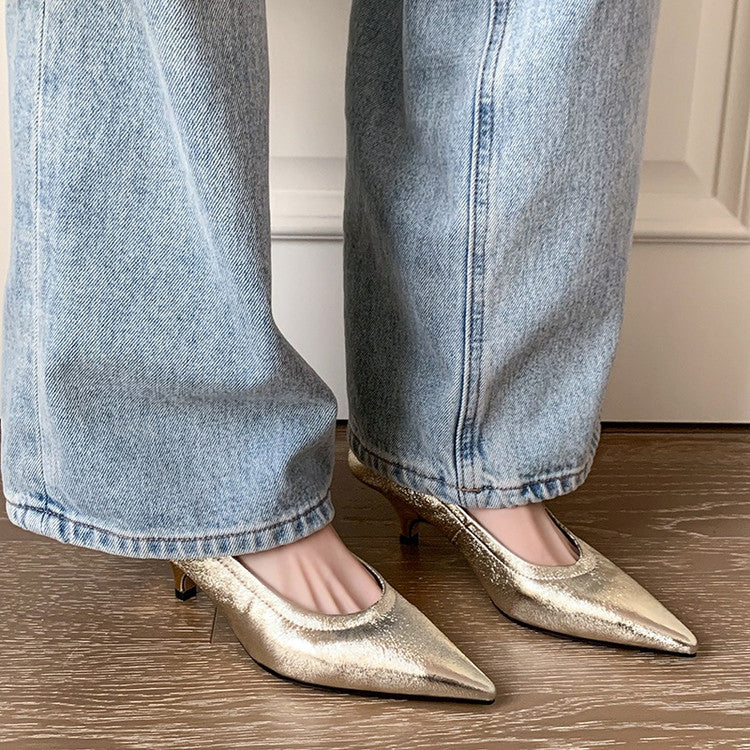 Karin Luna In Stock Spot Goods    Vintage Classic Style Shallow Mouth Single Shoes
