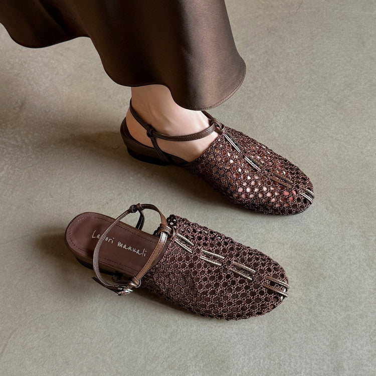 Karin Luna In Stock Spot Goods  Resort Style Series~Casual woven closed-toe flat sandals