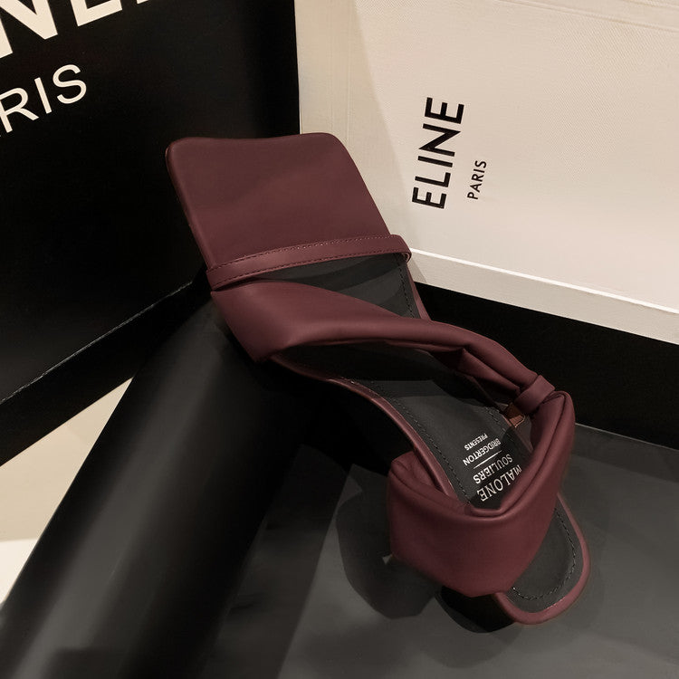 Karin Luna Best-selling in stock Minimalist Style  All-Matching Irregular Ultra-Soft Strap Square Toe High Heels