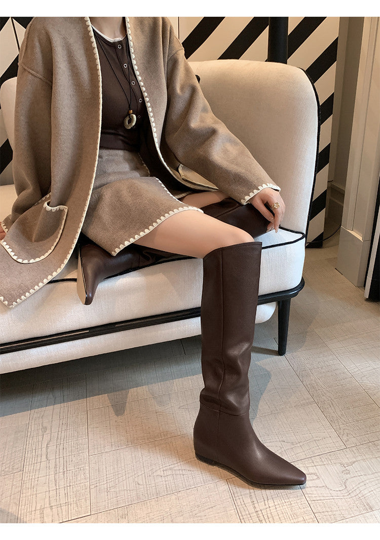 Karin Luna Elegant Style Slanted Inner Height-Increasing Long Boots