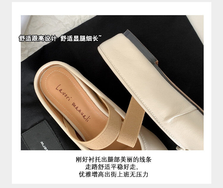 Karin Luna Classic Split-Toe Shoes  Explosive Pattern One-Strap Mary Jane Height-Increasing Full Leather Closed-Toe Slippers
