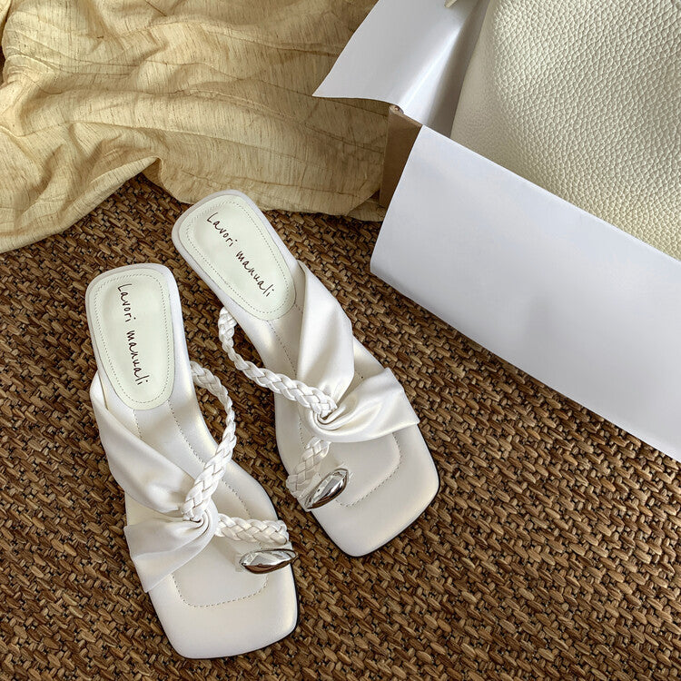 Karin Luna has a sense of design ~Twist Braided Cross Strap Square Toe Sandals