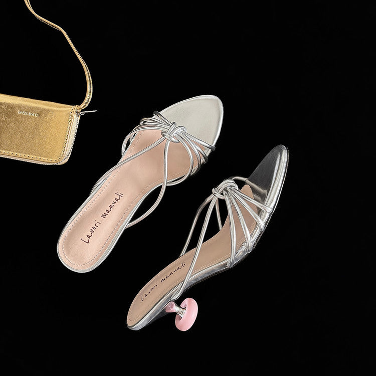 Karin Luna In Stock In Stock  In Stock Round Toe Cross Hollow Round Toe Stiletto Slippers