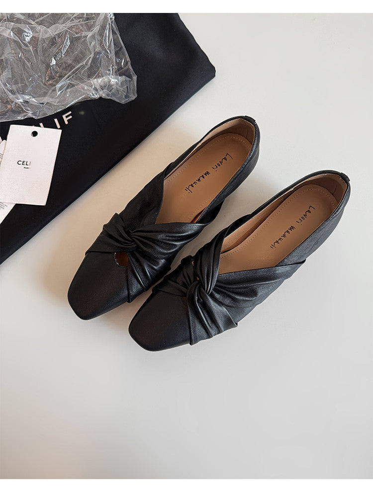 Karin Luna Cross Design Square Toe Hidden Wedge Shoes