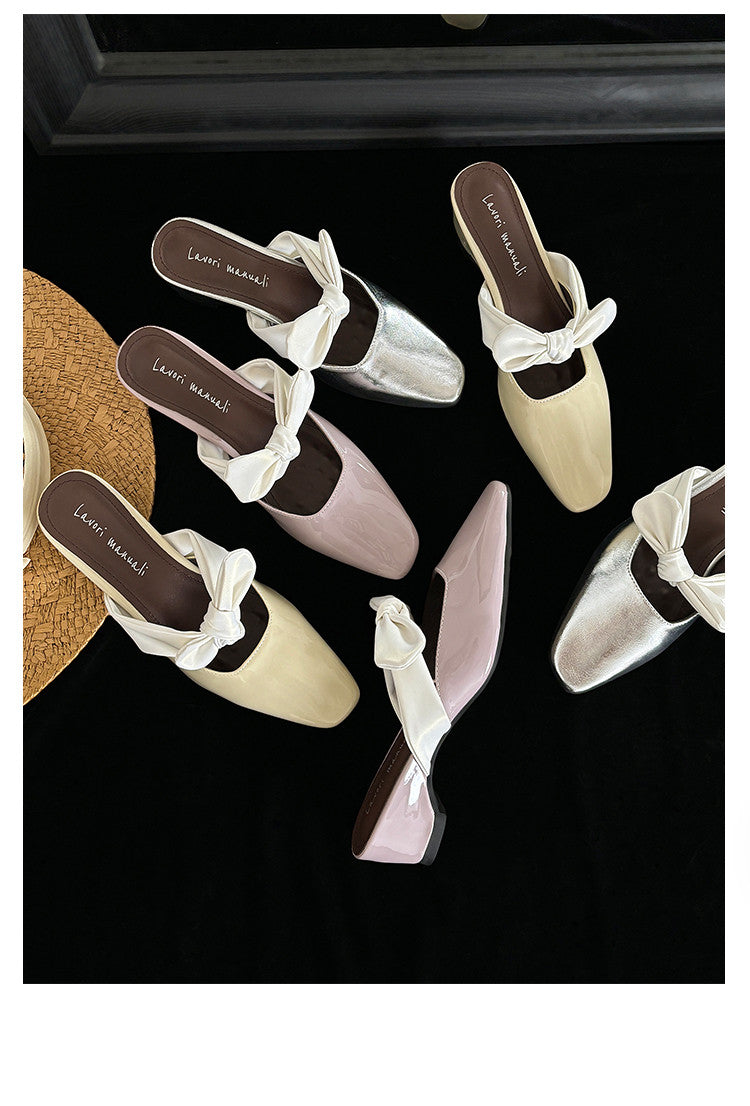 Karin Luna In Stock In Stock  Fluffy feel Bowknot Closed-Toe Slippers