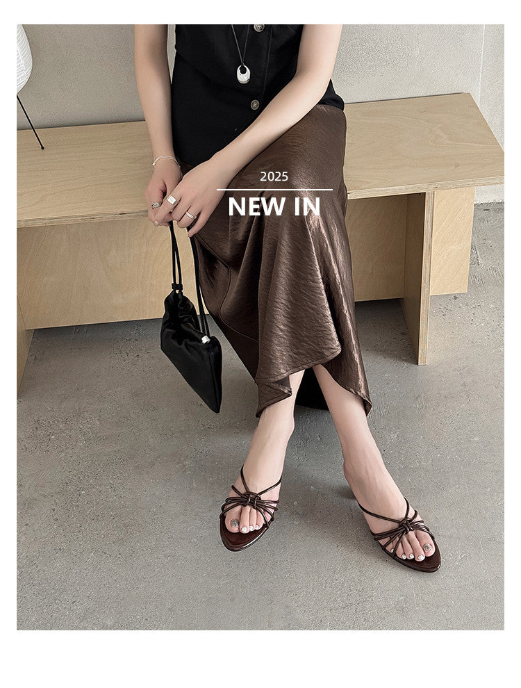 Karin Luna In Stock In Stock  In Stock Round Toe Cross Hollow Round Toe Stiletto Slippers