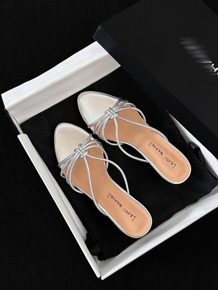 Karin Luna In Stock In Stock  In Stock Round Toe Cross Hollow Round Toe Stiletto Slippers