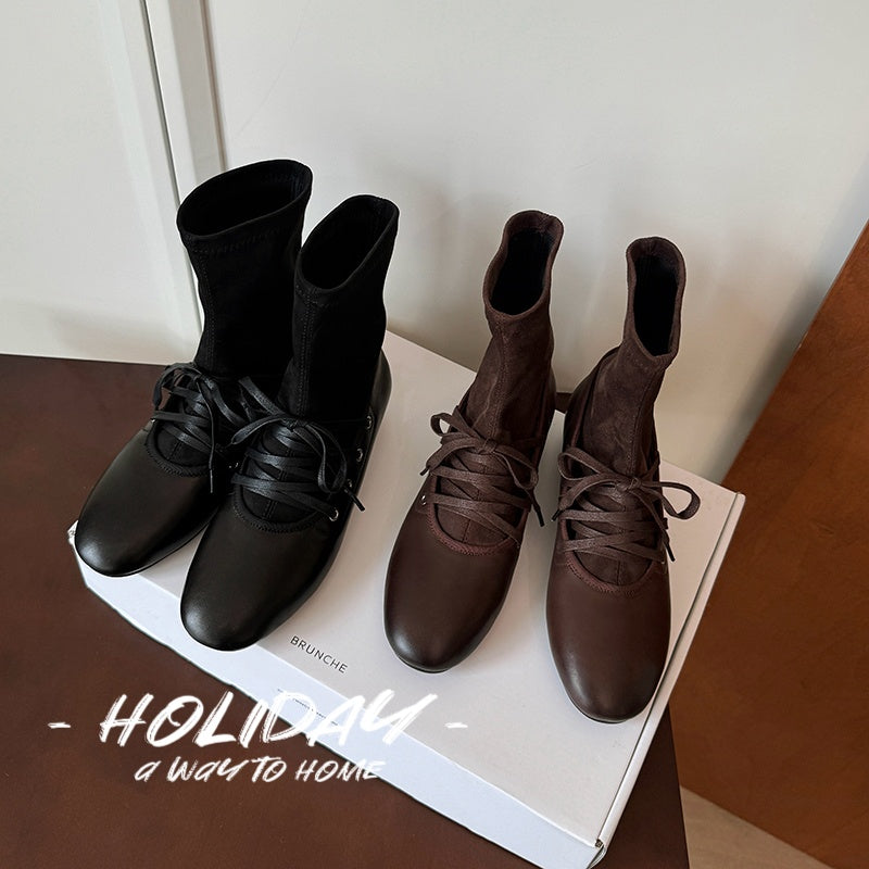 Karin Luna Round Toe Internal Height Increase Lace-up Ankle Boots