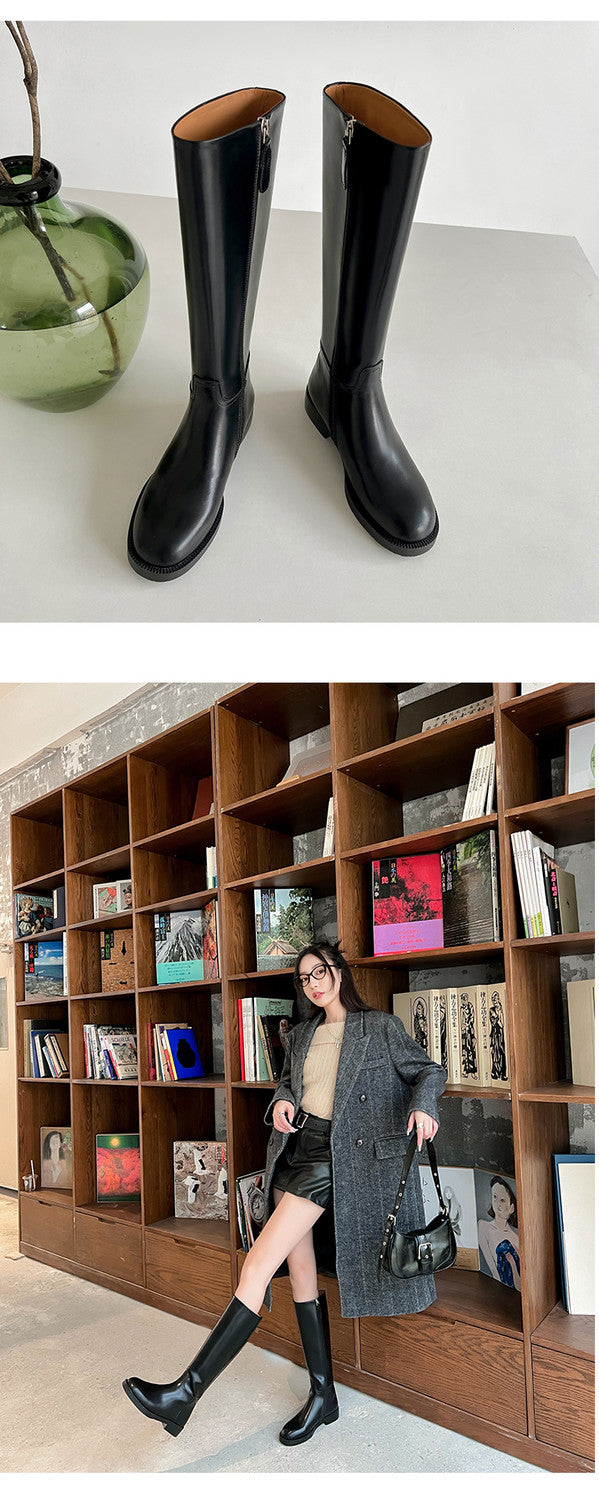 Karin Luna In Stock In-stock Basic Classic Timeless Round Toe Casual Riding Boots