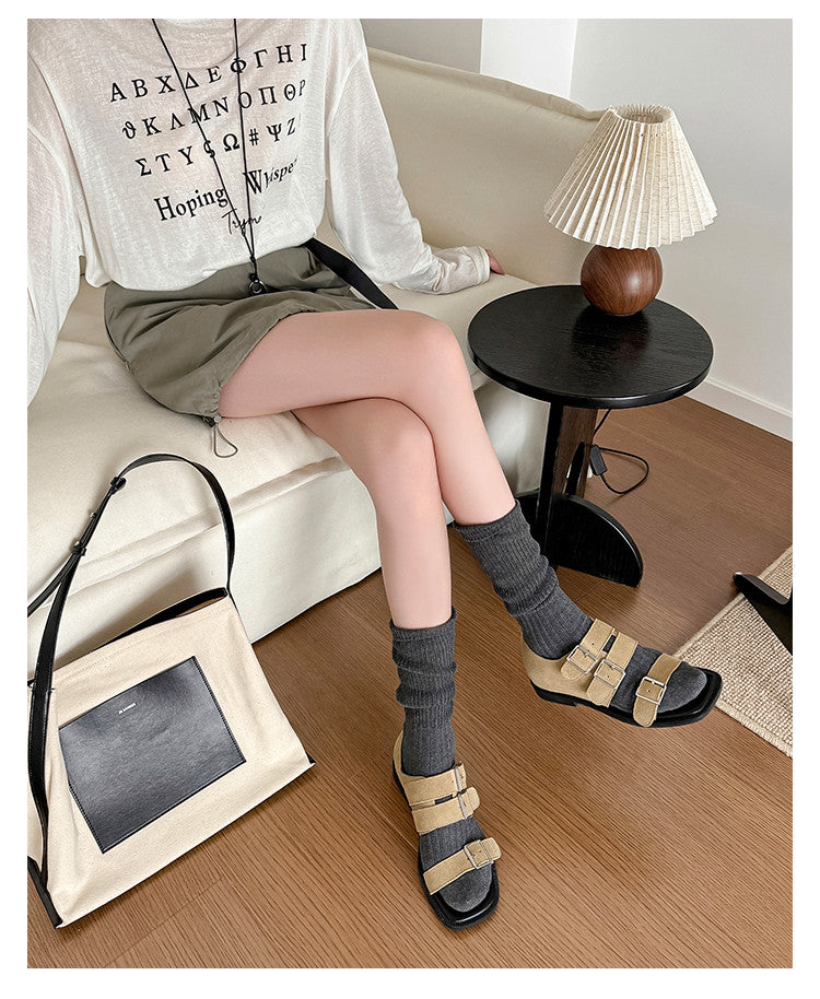 Karin Luna In Stock Spot Goods   Casual Belt Buckle Thick-soled Versatile Sandals