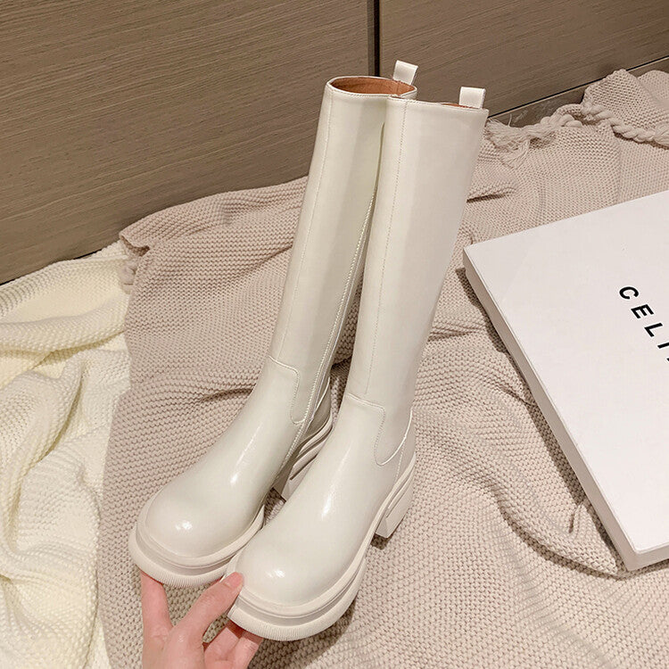 Karin Luna In Stock Spot Goods  Always in stock  Classic Basic Style Round Toe Thick Sole Knight Boots