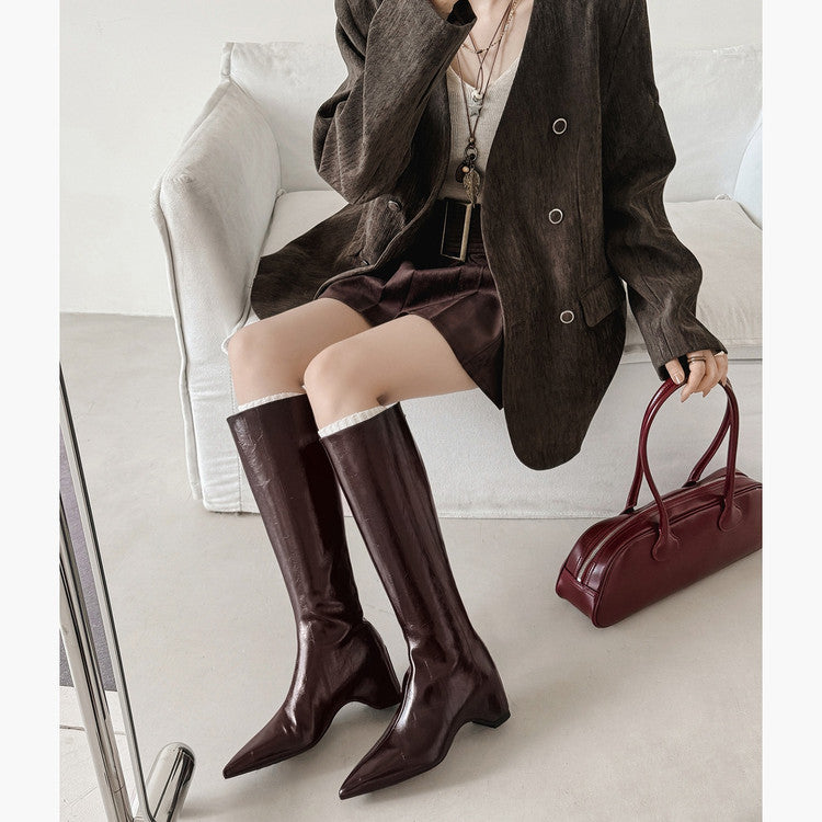 Karin Luna Elegant Style Pointed Toe Internal Height Increase Long Boots